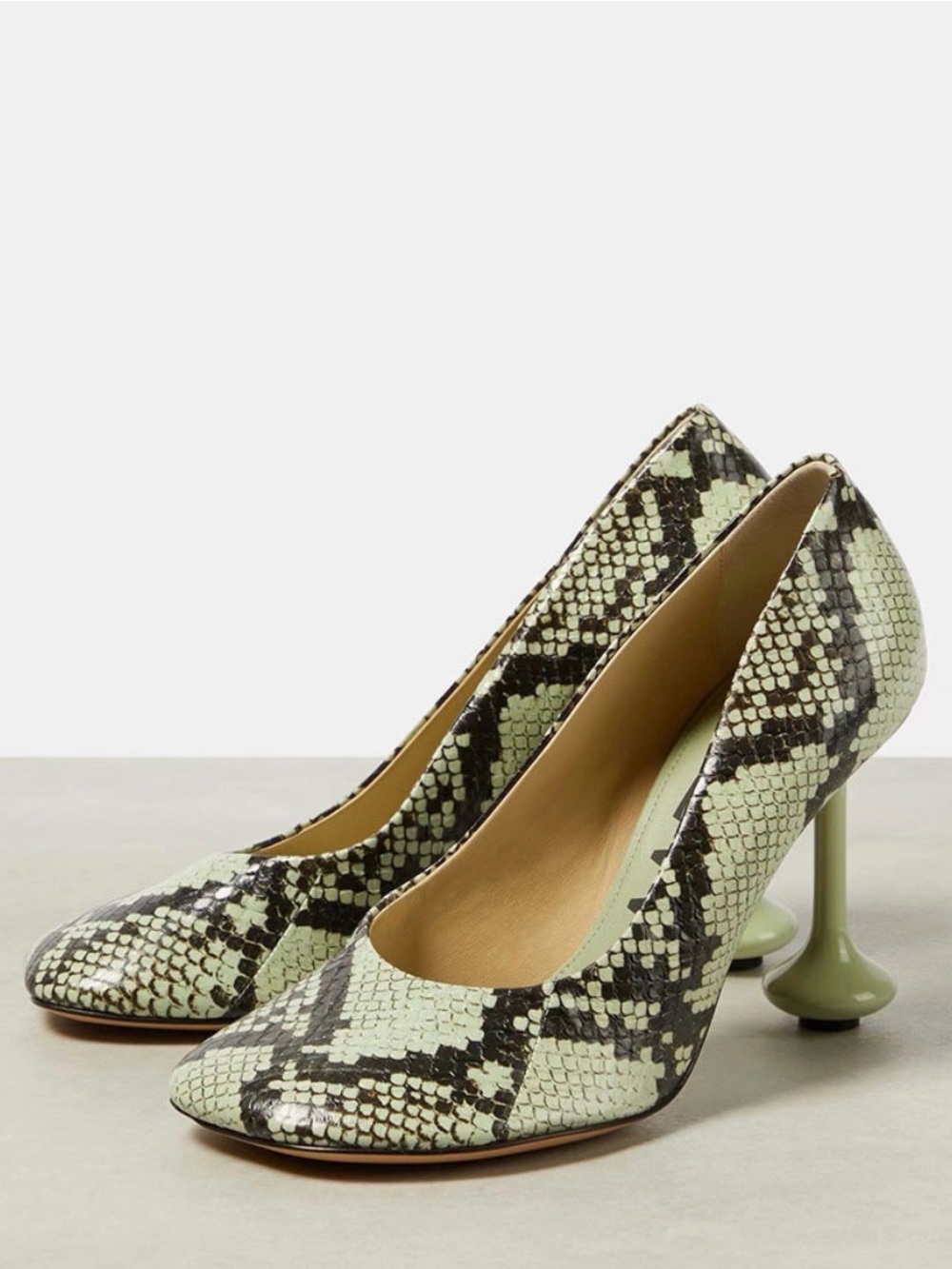 A Classy Chic Boutique Mint & Black Snake-Print Stiletto Pumps